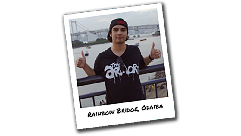 Andy at the Rainbow Bridge, Odaiba